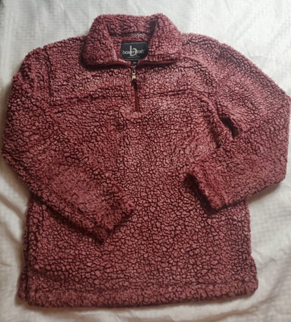 Boxercraft Sherpa chunky sweatshirt 1/4 zip warm shirt sz xs extra small maroon